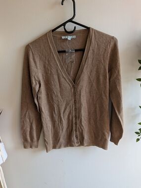 Brand New cleo Classic Brown V-Neck Button Cardigan